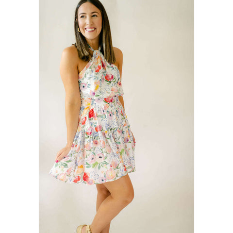 Karlie Ditzy Floral Poplin Ruffle Bottom Dress