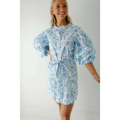 8.28 Boutique:Sincerely Ours,Sincerely Ours Blue Leopard Poplin Dress,Dress