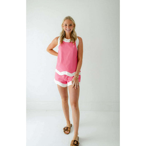 8.28 Boutique:Aureum,Aureum Linen Wave Short Set in Pink,Dress