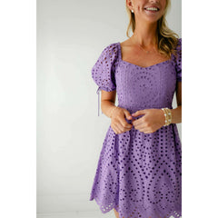 8.28 Boutique:English Factory,English Factory Purple Eyelet Scallop Mini Dress,Dress