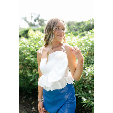 Field Goal Orange and White Embellished Earrings