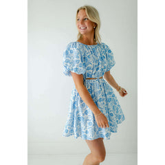 8.28 Boutique:Sincerely Ours,Sincerely Ours Blue Leopard Poplin Cut Out Dress,Dress