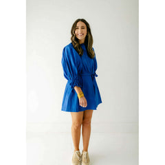 8.28 Boutique:Sincerely Ours,Sincerely Ours Cobalt Blue Pleated Sleeve Dress,Dress