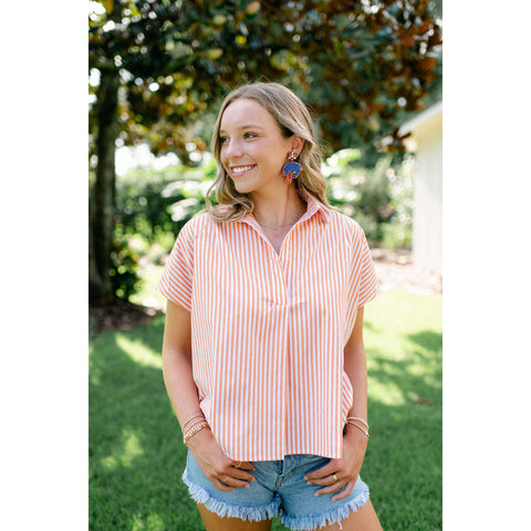 End Zone Navy and Orange Paw Print Earring