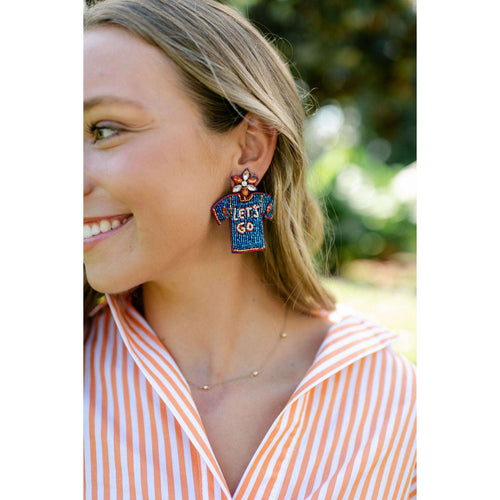 8.28 Boutique:Caroline Hill,Let's Go Blue and Orange Jersey Earrings,Earrings
