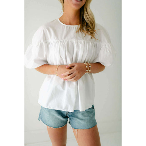 8.28 Boutique:English Factory,English Factory White Puff Sleeve Top,Shirts & Tops