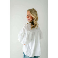 8.28 Boutique:English Factory,English Factory White Puff Sleeve Top,Shirts & Tops