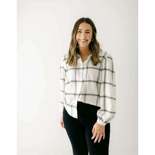8.28 Boutique:Z-Supply,Z-Supply Overland Plaid Blouse Sandstone,Top