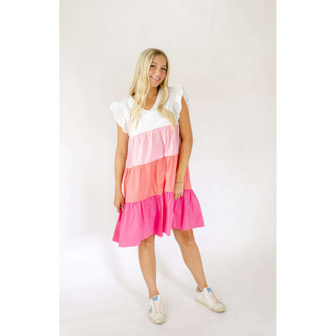 Joy*Joy Citrus Pop Ruffle Tiered Dress