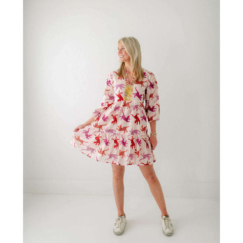 Pink City Print Hollyhock Meadow Tilly Dress