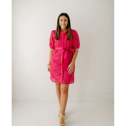Azalea Gingham Dress in Hot Pink