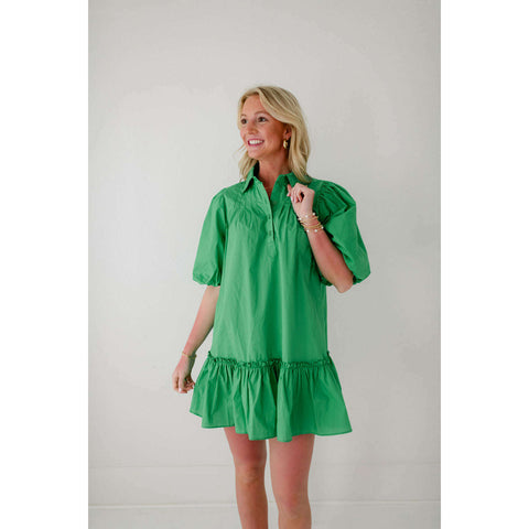 The Sidney Dress in Hydrangea Sky Blue & Green