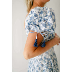 8.28 Boutique:Azure and Indigo,Azure Waterlilly One Shoulder Maxi Dress,Dress