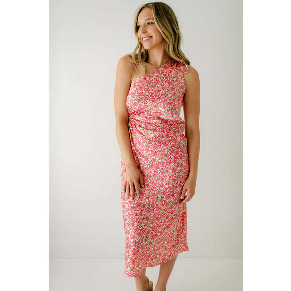pink floral one shoulder dress Mink Pink Alina Pink Floral One Shoulder Dress, S / Pink
