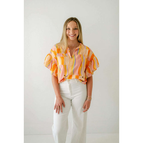 8.28 Boutique:Karlie Clothes,Karlie Orange Multi Stripe Top,Shirts & Tops