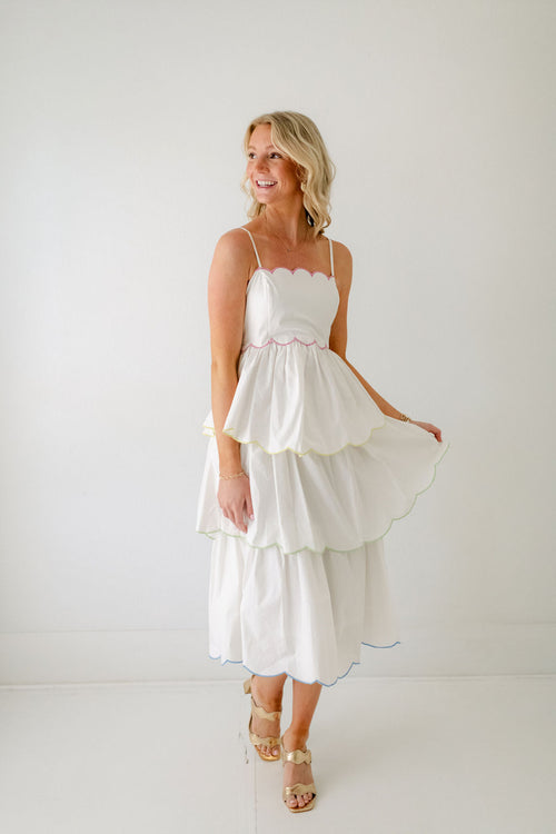 English Factory Scallop Tiered Dress