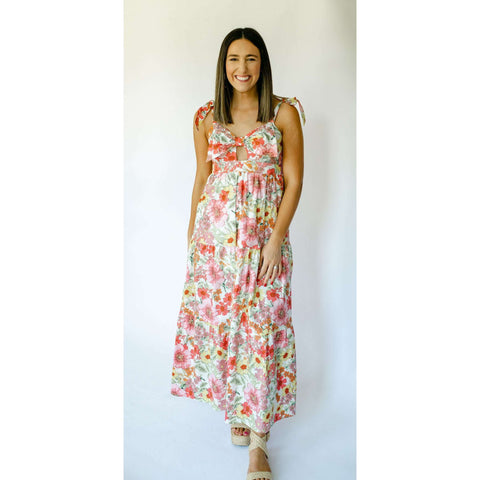 Endless Rose Floral Print with Embroidery Maxi Dress