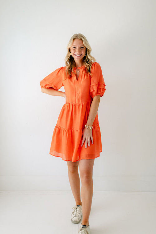 Joy*Joy Orange Tiered Dress
