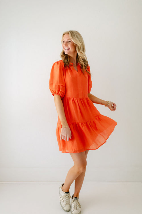 Joy*Joy Orange Tiered Dress