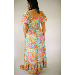 8.28 Boutique:8.28 Boutique,The Jamie Palm Print Maxi Dress,Dress