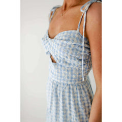 8.28 Boutique:Jacquie the Label,Jacquie the Label Embroidered Crop Top in Blue Gingham,Shirts & Tops