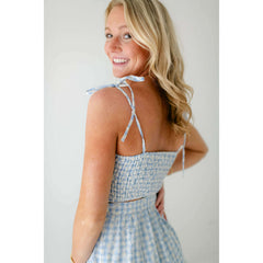 8.28 Boutique:Jacquie the Label,Jacquie the Label Embroidered Crop Top in Blue Gingham,Shirts & Tops