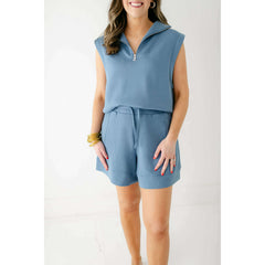 8.28 Boutique:Varley,Varley Magnolia Half-Zip in Coronet Blue,Shirts & Tops