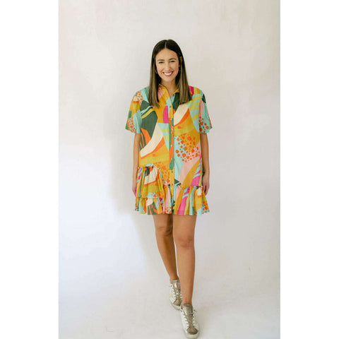 Karlie Poplin Palm Floral Smocked Waist Maxi Skirt