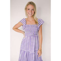 8.28 Boutique:Buddy Love,Buddy Love Brynn Purple Checker Dress,Dresses