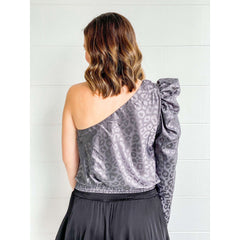 8.28 Boutique:DO + BE,The Amelia One Shoulder Animal Print Top,Tops