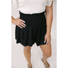 8.28 Boutique:Joy*Joy,Joy*Joy Olivia Smocked Waist Shorts in Black,Shorts