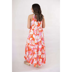 8.28 Boutique:Jade Melody Tam,Jade Melody Tam Orange Lilies Halter Maxi Dress,Dress