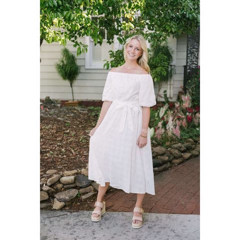 Mink Pink Neve Puff Sleeve Mini Dress in White
