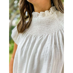 8.28 Boutique:Moodie,Moodie Smocked Top Blouse in White,Top