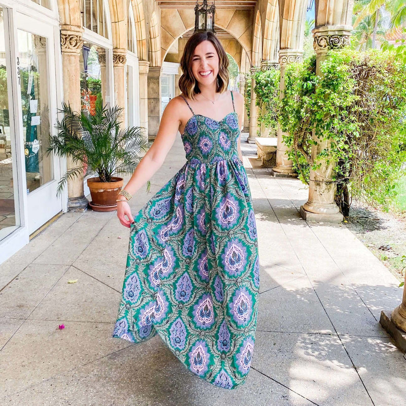 Caroline Styles The THML Sweetheart Smocked Top Maxi Dress