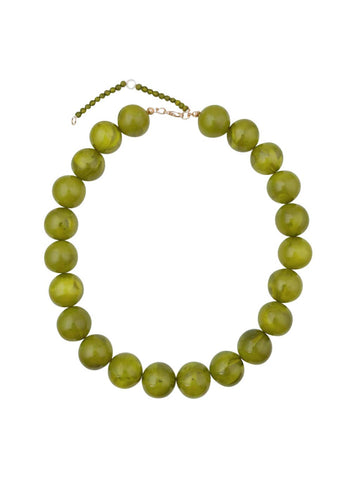 Stanley Chunky Beaded Necklace with Heart Charm - Dark Multi