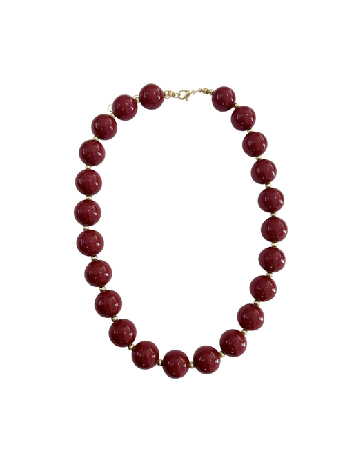 Avery Chunky Beaded Necklace- Maroon