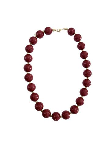 Stanley Chunky Beaded Necklace with Heart Charm - Dark Multi