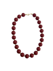 Avery Chunky Beaded Necklace- Maroon