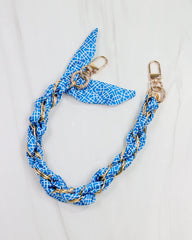 Caroline Hill Serafina Blue and White Geo Scarf Purse Chain