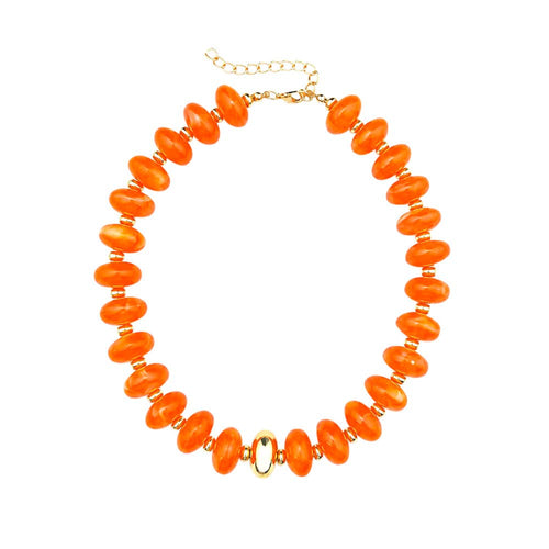 Evan Chunky Beaded Necklace - Orange