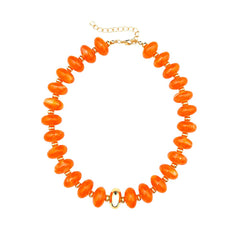Evan Chunky Beaded Necklace - Orange