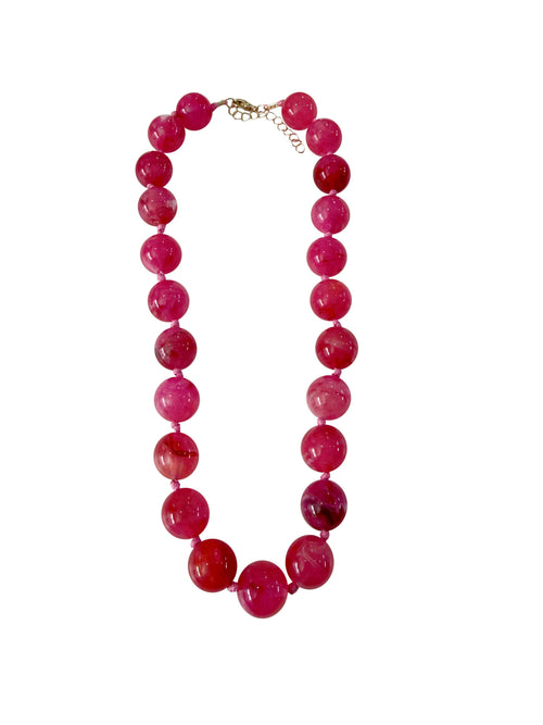 Mabry Chunky Beaded Necklace- Hot Pink