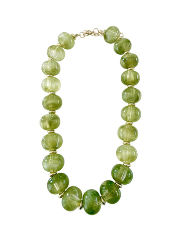 Stanley Chunky Beaded Necklace with Heart Charm - Dark Multi