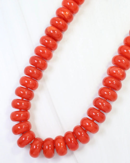 Caroline Hill Pipestone Marble Beaded Necklace in Orange