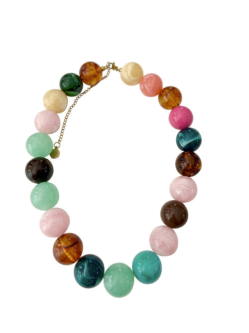 Dora Chunky Beaded Necklace - Pink Mix