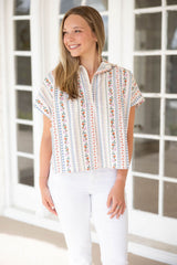Karlie French Floral V-Neck Signature Top
