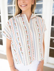 Karlie French Floral V-Neck Signature Top