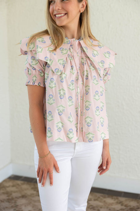 Karlie French Floral Novelty Collar Top