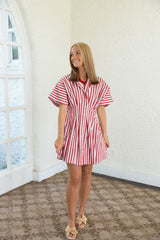 Karlie Stripe America Button Shirt Dress